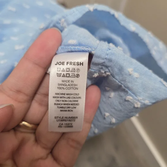 Light Blue Smocked 100% Cotton Midi Dress Tie Strap Swiss Dot Cottagecore Boho - Picture 7 of 8